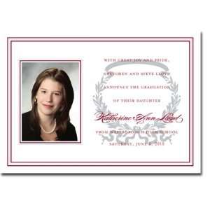   Invitations (Acanthus Horizontal   Maroon & Silver with Photo) Health