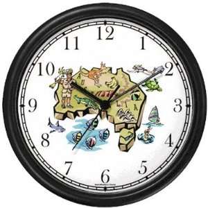 Map of Australia with Icons Wall Clock by WatchBuddy Timepieces (White 