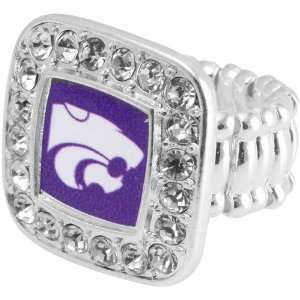  NCAA Kansas State Wildcats Team Logo Square Crystal Ring 