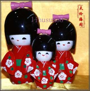 Pcs Oriental Japanese Kokeshi dolls Girls wooden Red  