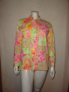 Lilly Pulitzer Multi color 100% Cotton Shirt Blouse Top Size Large 