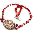 Fossil Crinoid, Red Fossil Coral Necklace~