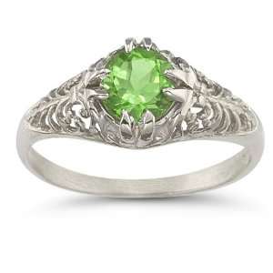  Mythical Peridot Gemstone Ring in 14K White Gold Jewelry
