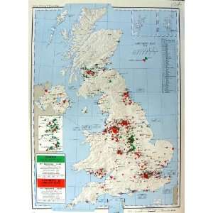  Map Britain Ireland 1963 Employment Dressmaking Carpets 