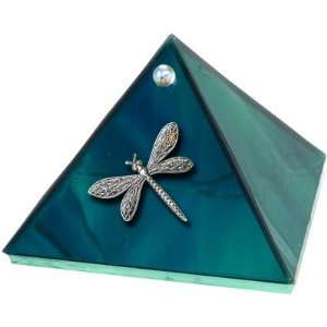  4 inch Art Glass Pyramid Box Dragonfly Ocean (each): Home 