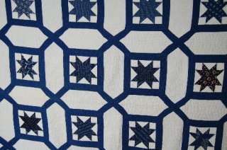   Century Indigo Stars Antique Quilt w/Garden Maze and 1840s Fabrics