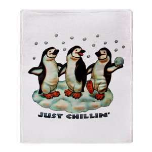   Throw Blanket Christmas Penguins Just Chillin in Snow 