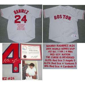  Manny Ramirez Signed Red Sox Majestic Stat Jersey Sports 