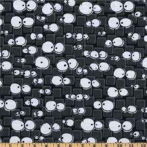  44 Wide Scribble Monsters II Eyeballs Black Fabric By 
