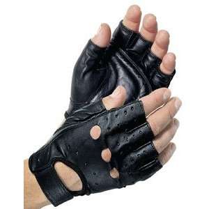  Tourmaster Leather Fingerless Mens Motorcycle Gloves Black 