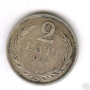  LATVIA 1925 2 LATI SILVER COIN 