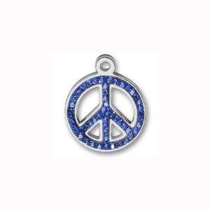  Charm Factory Pewter Blue Crystal Peace Sign Charm: Arts 