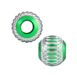  10mm Green Diamond Cut Aluminum Beads   Large Hole: Arts 