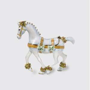 Department 56 Krinkles WHITE HORSE Jeweled Hinged Box 2008  