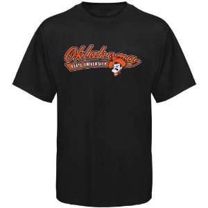  Oklahoma State Cowboys Black Logo Script T shirt: Sports 