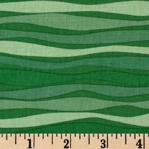  44 Wide Riley Stripe Green Fabric By The Yard: Arts 