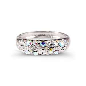    Rainbow Swarovski Crystal White CZ Silver Tone Bangle Jewelry
