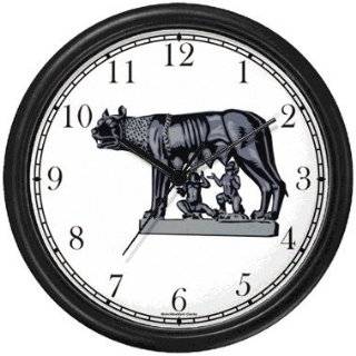 10. Romulus and Remus Nursed by Wolf Statue Wall Clock by WatchBuddy 