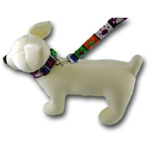   Mayan Style Paw Print Dog Puppy Collar and Matching Leash, Medium