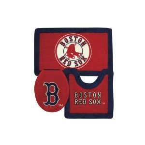 Boston Red Sox 3 Piece Bathroom Rug Set: Home & Kitchen
