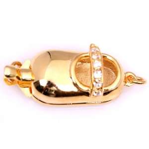  10x18mm 18K Yellow Gold Plated Shoe shaped Deco Clip Clasp 