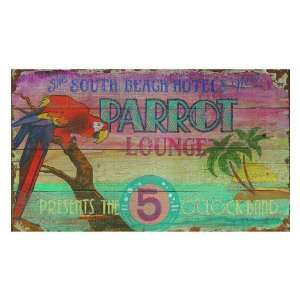Custom South Beach Hotels New Parrot Lounge Vintage Style Wooden Sign 