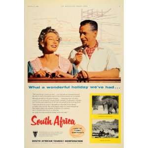  1956 Ad South Africa Travel Elephant Tourists Tourism 