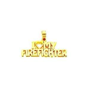  14k Gold I Love My Firefighter Pendant [Jewelry] Arts 