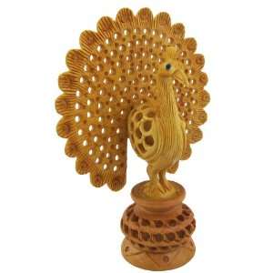   Handmade Gifts Peacock Statue Wood Carving from India