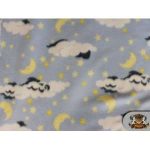  Fleece Printed Smiling Clouds Fabric / By the Yard 
