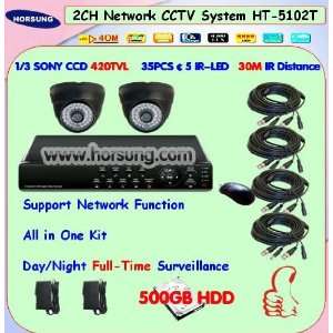 ht 5201t 2ch cctv camera system dvr system 500gb hdd 