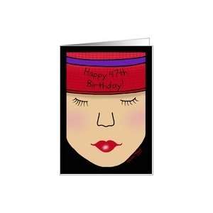  Red Hat Lady Face Birthday 47th Card: Health & Personal 