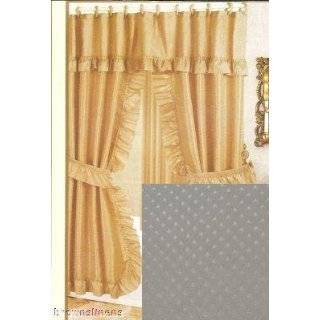 DOUBLE SWAG SHOWER CURTAIN, LINER & RINGS, BROWN:  Home 
