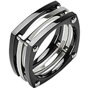    Size 13  Spikes Titanium Square Root ip Black Bolt Ring: Jewelry