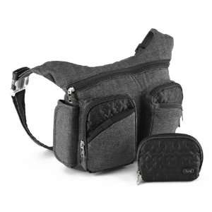   Cross Body Bag POCKETS GALORE gift in BLACK AND GREY GRAY Everything