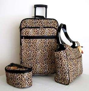 CarryOn 3 Pc Travel Set Bag Rolling Wheel Luggage Beauty Case Purse 