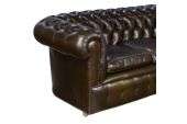 Chesterfield Green Leather 3 Seater Sofa Couch Settee  
