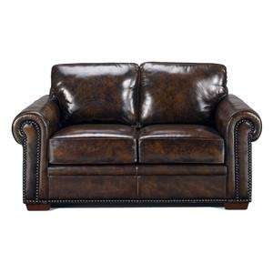 Famous Collection  Traditional Leather Loveseat by Famous Brand 