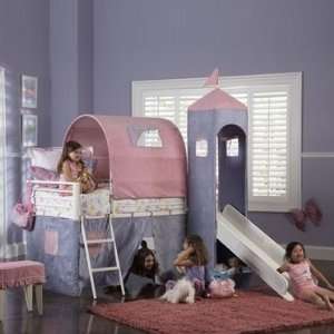  Princess Castle Twin Size Tent Bunk Bed with Slide Princess 