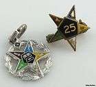   of the EASTERN STAR   Sterling Silver OES 25 Year Pin & Charm Masonic