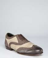 Dolce & Gabbana brown canvas and leather wingtip oxfords style 