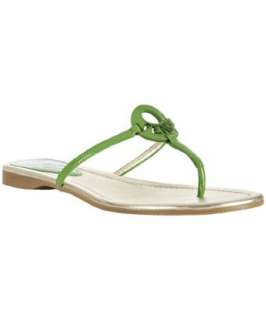 Fendi green patent leather logo ring thong sandals   