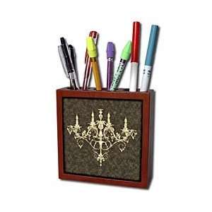 Rewards4life Gifts   Chandelier Gold Damask   Tile Pen Holders 5 inch 