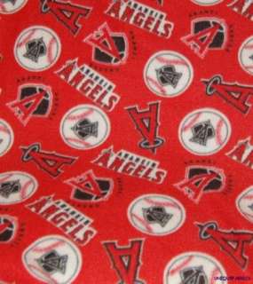 MLB Anaheim Angels on Red Polar Fleece Fabric BTY  