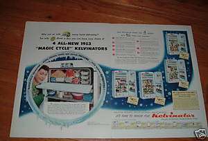 1953 Kelvinator Refrigerator Ad Magic Cycle Shows 4  