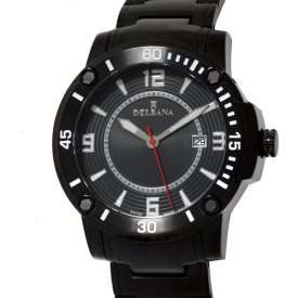 DELBANA Cleveland SWISS MADE Mens Black Watch with 10ATM NIB  
