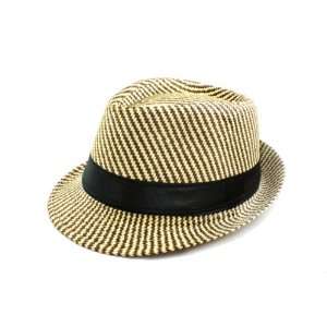   Stripe Flax Design Fedora Hat for Men and Women: Sports & Outdoors