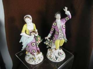 Pair Samson Porcelain Figures Shepherdess & Shepherd Chelsea gold 