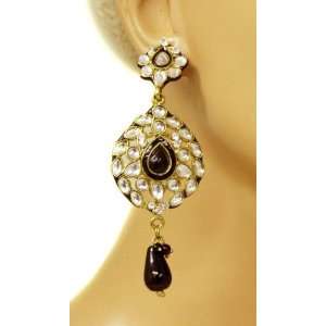   Gold Ethnic Indian Beaded Bollywood Celebrity Earrings Jewelry