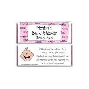  BS216   Baby Shower Pink Border Candy Bar Wrappers: Baby